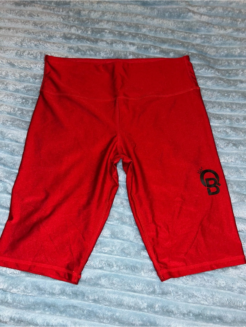 High-Rise Red Bike Shorts with Subtle Logo